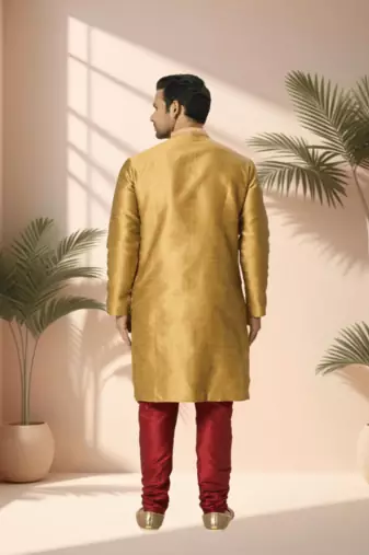 Gold kurta churidar for men's