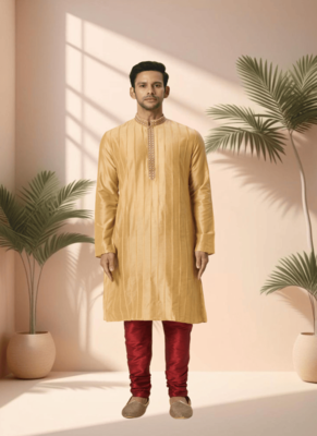 Gold kurta churidar for men's 1