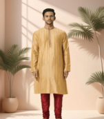 Gold kurta churidar for men's