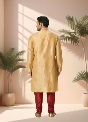 Gold kurta churidar for men's 4