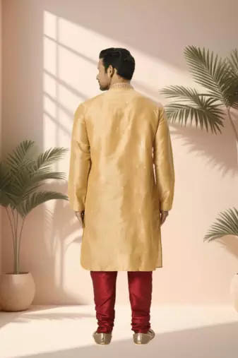 Gold kurta churidar for men's