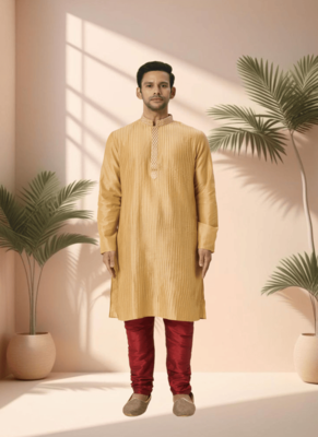Gold kurta churidar for men's 1