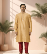 Gold kurta churidar for men's