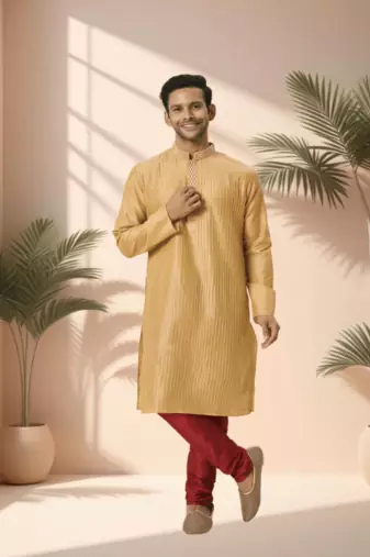 Gold kurta churidar for men's