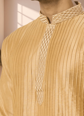 Gold kurta churidar for men's 3