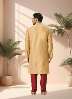 Gold kurta churidar for men's 4