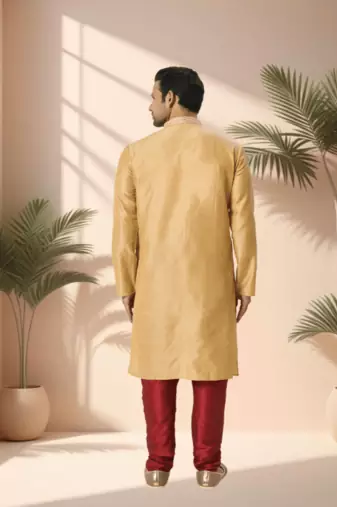 Gold kurta churidar for men's