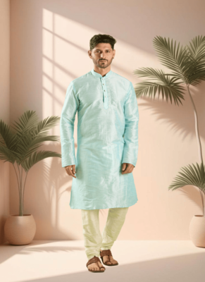Sky blue kurta churidar for men's 1
