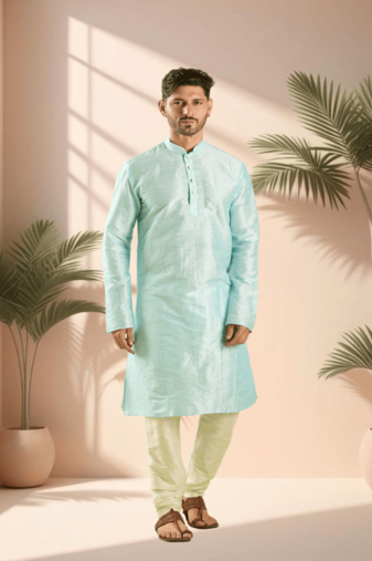 Sky blue kurta churidar for men's