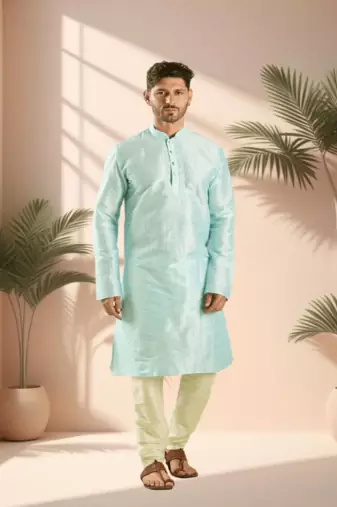 Sky blue kurta churidar for men's