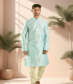 Sky blue kurta churidar for men's