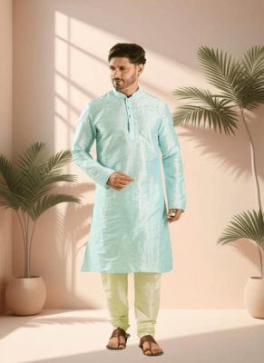 Sky blue kurta churidar for men's 2