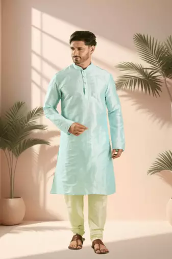 Sky blue kurta churidar for men's