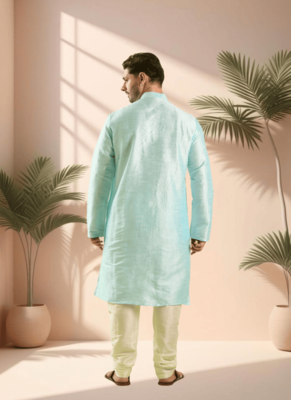 Sky blue kurta churidar for men's 4