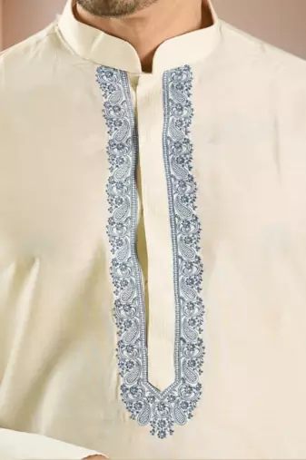 Cream kurta churidar for men's