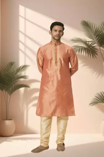 Orange kurta churidar for men's
