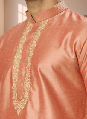 Orange kurta churidar for men's 3