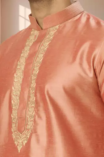 Orange kurta churidar for men's