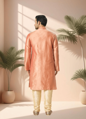 Orange kurta churidar for men's 4