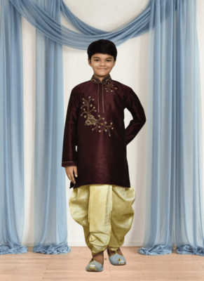 Brown kurta patiala for kid"s 1
