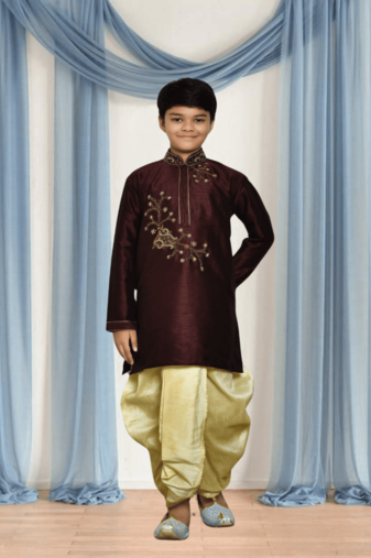 Brown kurta patiala for kid"s
