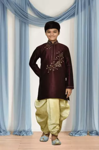 Brown kurta patiala for kid"s