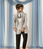 Black churidar grey kurta for kid"s