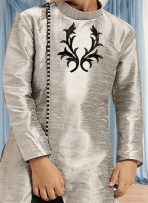 Black churidar grey kurta for kid"s 4