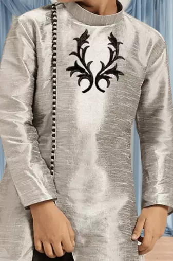 Black churidar grey kurta for kid"s