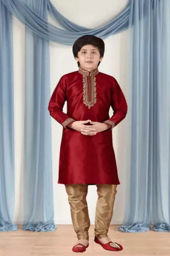 Chiku churidar maroon kurta for kid"s