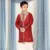 Off white churidar maroon kurta for kid"s