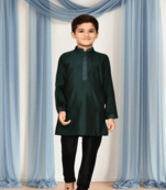 Black churidar green kurta for kid"s