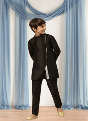 Black churidar black kurta for kid"s 1