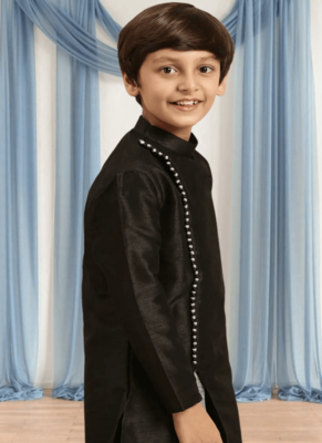 Black churidar black kurta for kid"s 3