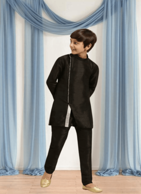 Black churidar black kurta for kid"s 4