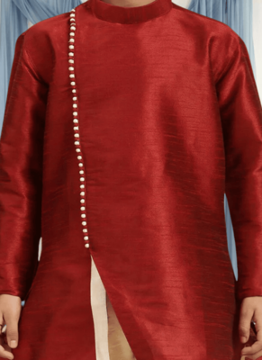 Fawn churidar maroon kurta for kid"s 2