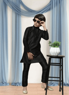 Black churidar black kurta for kid"s 1
