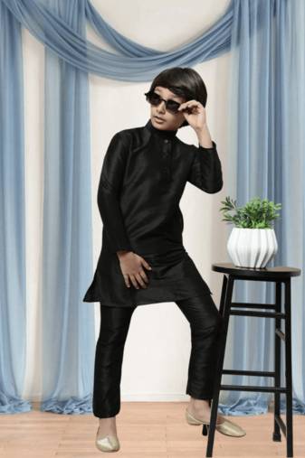 Black churidar black kurta for kid"s