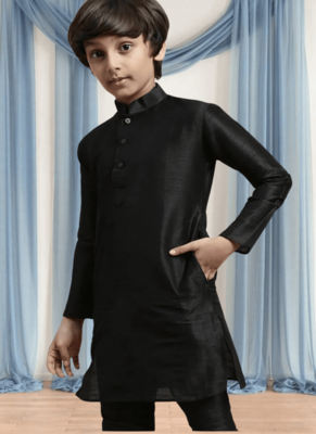 Black churidar black kurta for kid"s 3