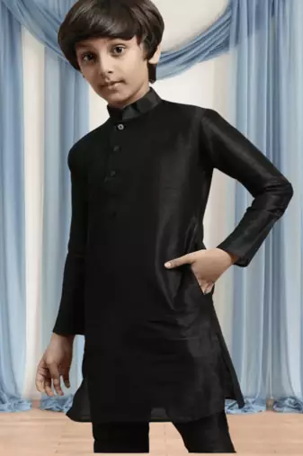 Black churidar black kurta for kid"s