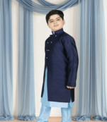 Sky blue churidar blue indo sherwani for kid"s
