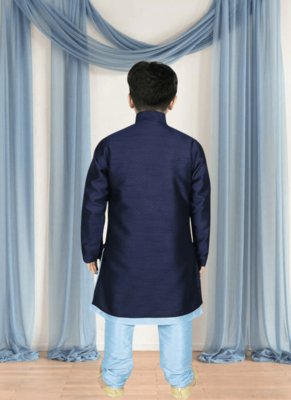 Sky blue churidar blue indo sherwani for kid"s 4