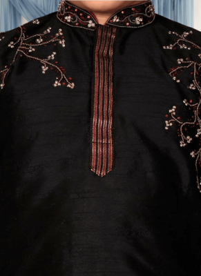 Maroon churidar black kurta for kid"s 2