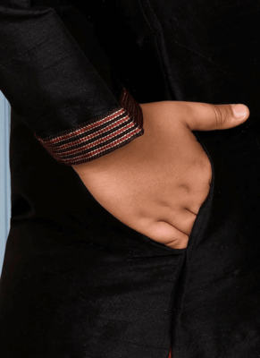 Maroon churidar black kurta for kid"s 3