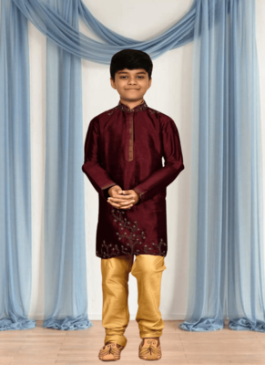 Chiku churidar maroon kurta for kid"s 1
