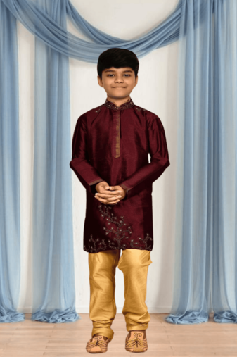 Chiku churidar maroon kurta for kid"s