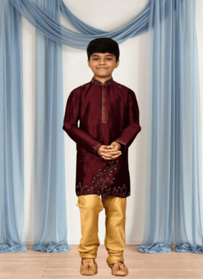 Chiku churidar maroon kurta for kid"s 4