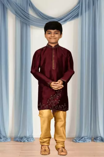 Chiku churidar maroon kurta for kid"s