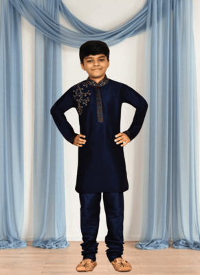 Navy blue churidar blue kurta for kid"s 1