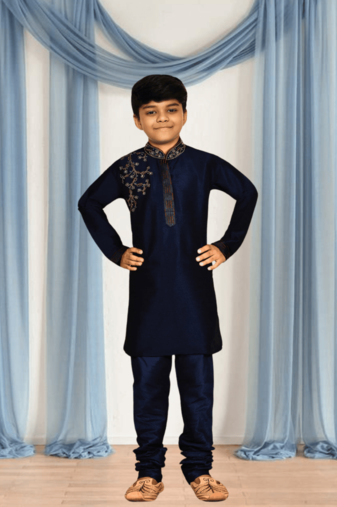 Navy blue churidar blue kurta for kid"s